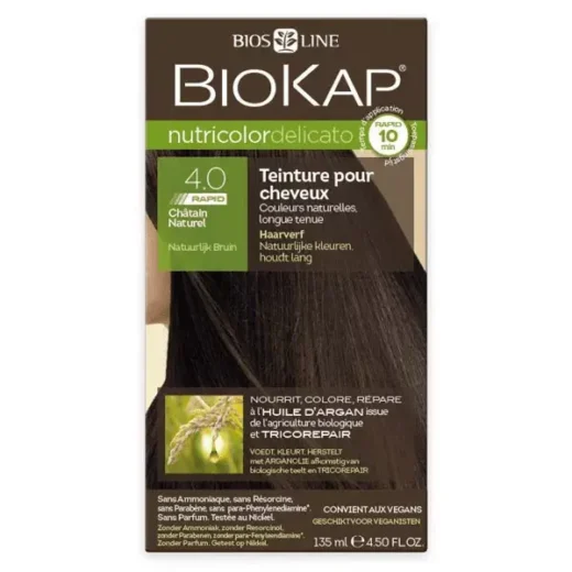 biokap nutricolor delicato rapid teinture pour cheveux 4 0 chatain naturel 135ml 1 | urban drug store