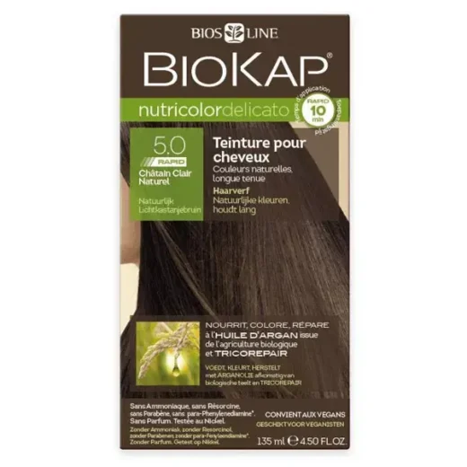 biokap nutricolor delicato rapid teinture pour cheveux 5 0 chatain clair naturel 135ml | urban drug store