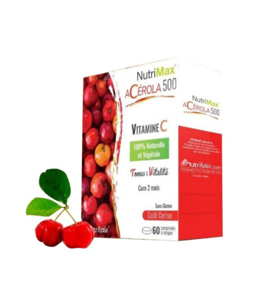 nutrimax acerola 500 vitamine c 60 comprimes a croquer 1 | urban drug store