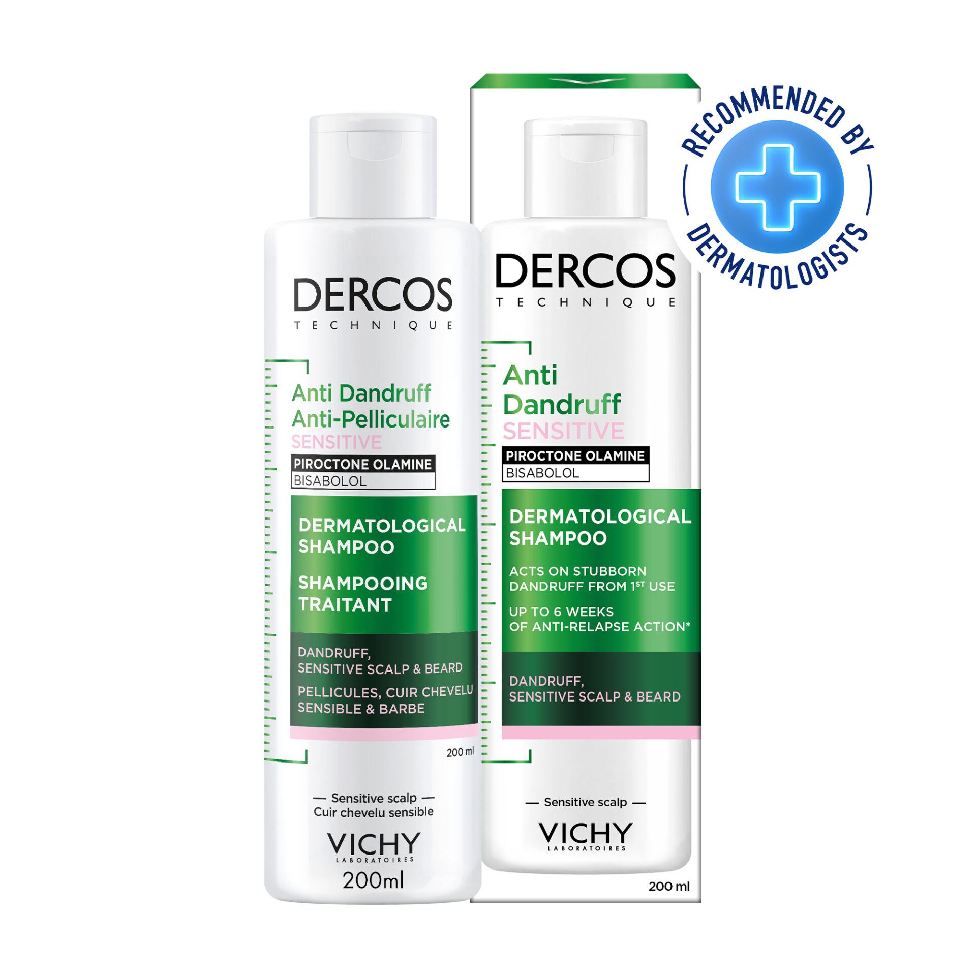 Vichy Dercos Shampoing Traitant Anti-Pelliculaire Sensitive Cuir Chevelu Sensible 200ml