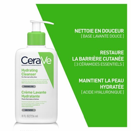 cerave creme lavante hydratante peau normale a seche 236ml 2
