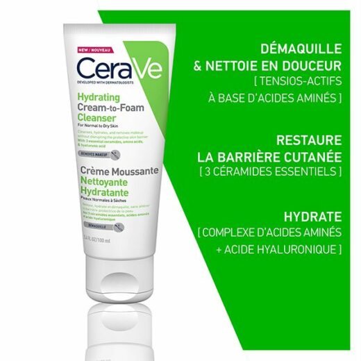 cerave creme moussante nettoyante hydratante peau normale a seche 100ml 2