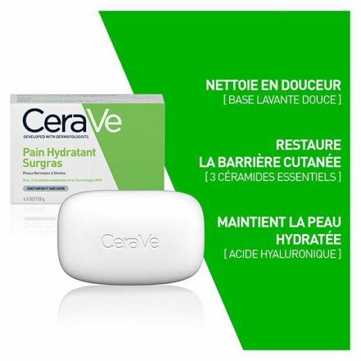 cerave pain hydratant surgras peau normale a seche 128g 2