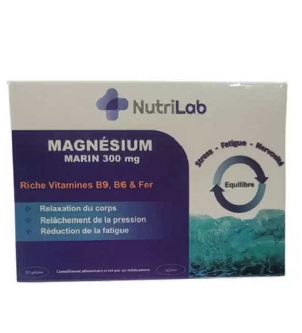NUTRILAB Magnesium Marin 300mg 30 Gelules 1 NUTRILAB Magnesium Marin 300mg 30 Gelules