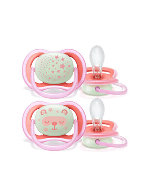 avent 2 sucettes ultra air night 6 18 fille 1 | urban drug store