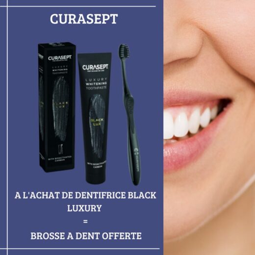 CURASEPT BLACK LUXURY WHITENING DENTIFRICE 75ML 1 Brosse a Dent OFFERT | Urban Drug store