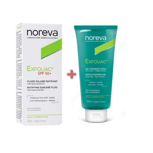 Exfoliac duo pack ecran solaire spf50 40mlgel moussant doux 100ml | Urban Drug store