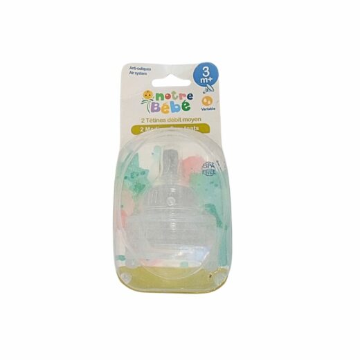 Notre bebe 2 tetines debit 3m variable | Urban Drug store