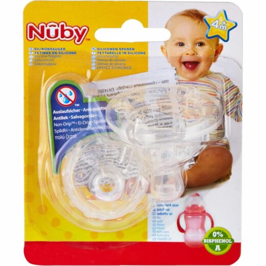 Nuby 2Tetines en silicone col large 4m 00923 1 | Urban Drug store