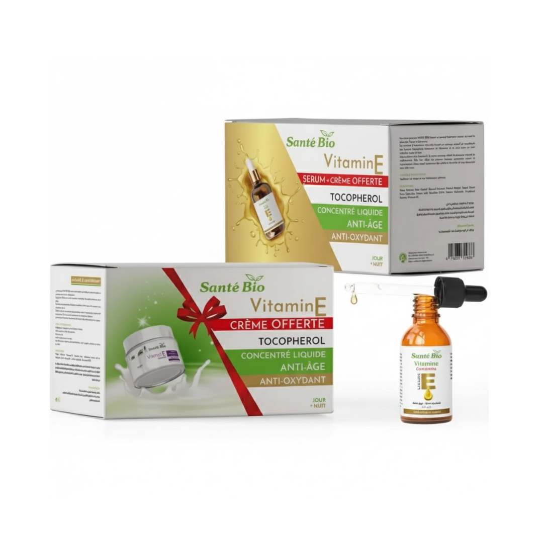 Sante bio duo pack "Serum Vit E concentre 10ml+Serum Vit E legere " 1 Sante bio duo pack "Serum Vit E concentre 10ml+Serum Vit E legere "