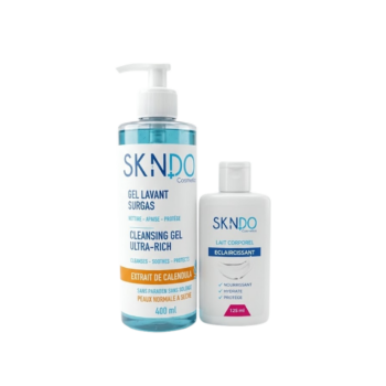 Skindo duo pack " gel lavant surgras Pns 400ml+lait corporel 125ml"