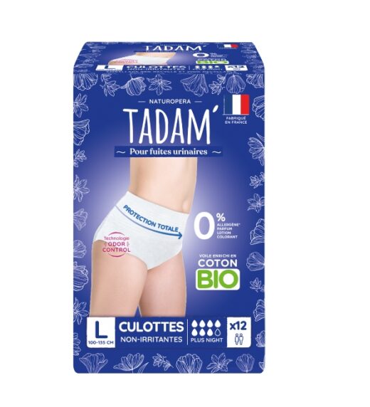 TADAM CULOTTES FUITES URINAIRES PLUS NUIT TAILLE L X12 | Urban Drug store