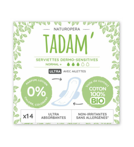 Tadam Serviette ultra coton bio normal 14un 1 | Urban Drug store