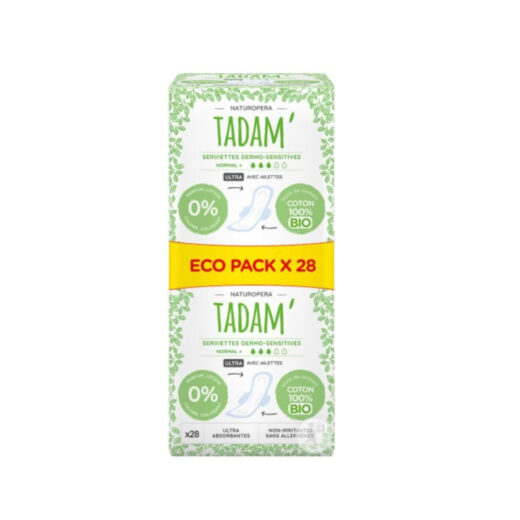 Tadam Serviette utra sensitive coton bio normal 28pcs | Urban Drug store