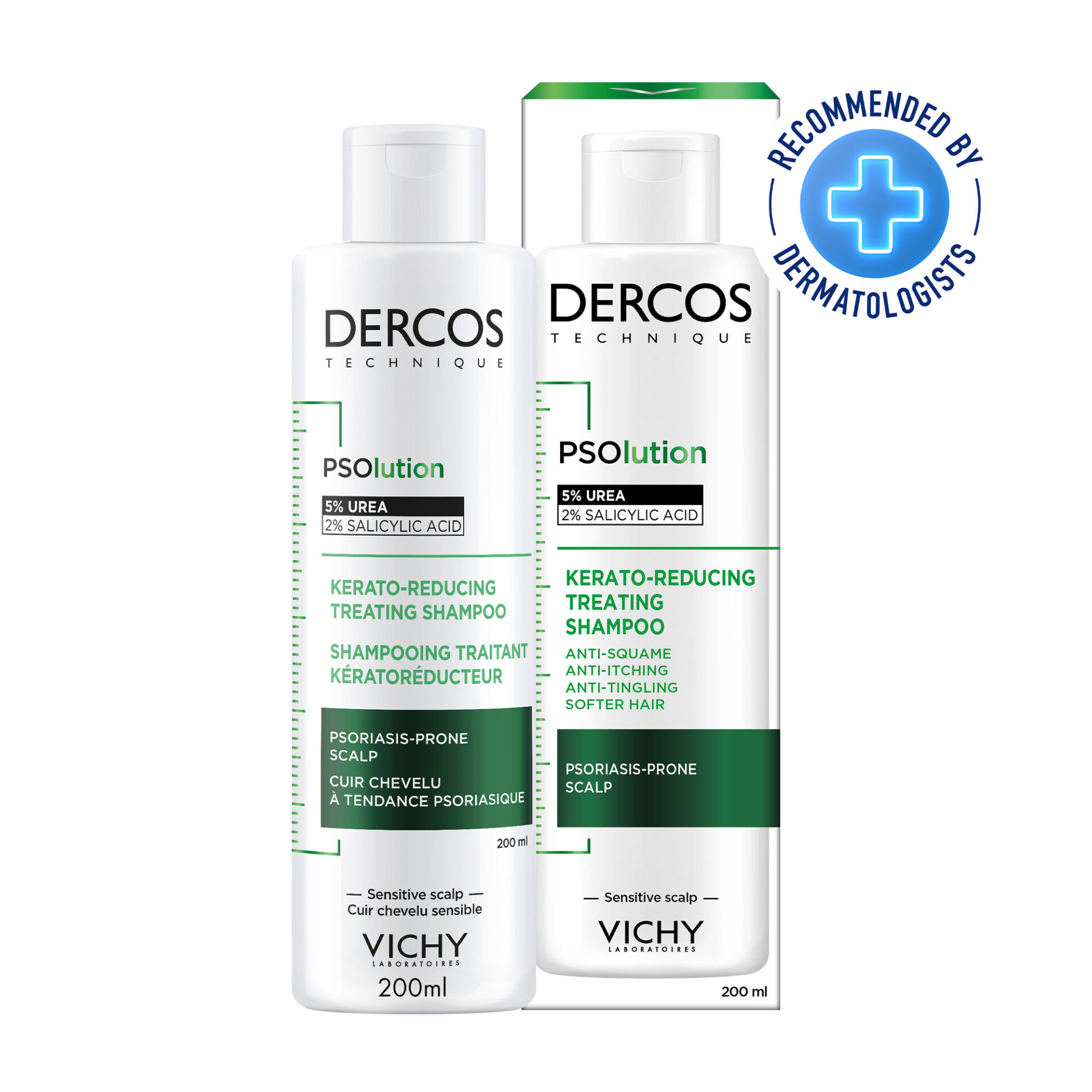 VICHY | DERCOS TECHNIQUE | SHAMPOOING PSOLUTION Pour les cuirs chevelus à tendance psoriasique | 200ml