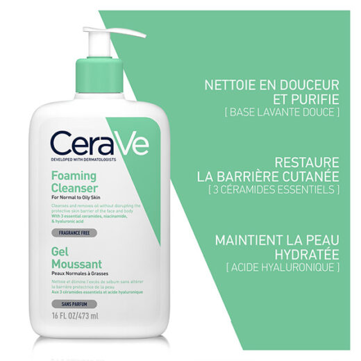 cerave gel moussant nettoyant peau normale a grasse 473ml 2 1 | Urban Drug store