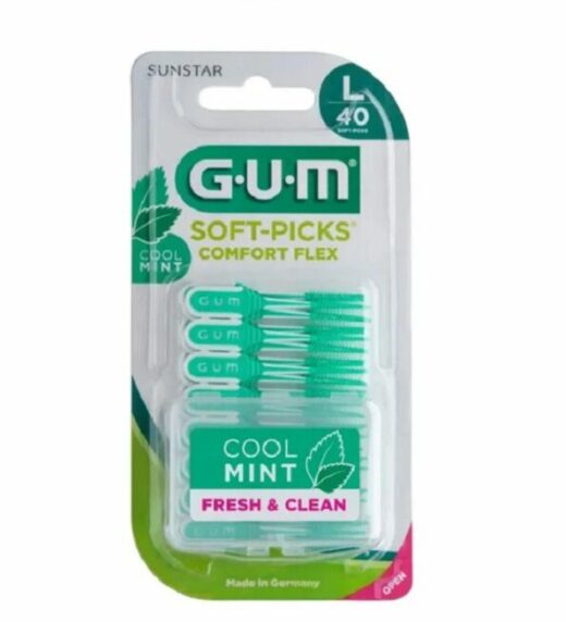 gum brossettes interdentaires soft picks comfort flex mint large 671 lot de 40 | Urban Drug store