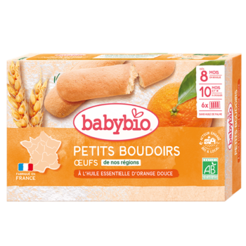 BABYBIO Petits Boudoirs à l'huile Essentielle d'orange Douce 120G