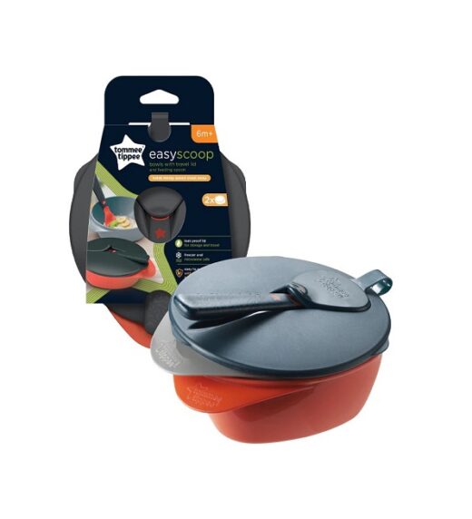 tommee tippee lot de 2 bols avec couvercle et cuillere 6m | Urban Drug store