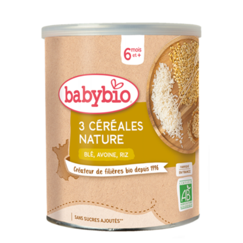 BABYBIO 3 CEREALES NATURE 220G