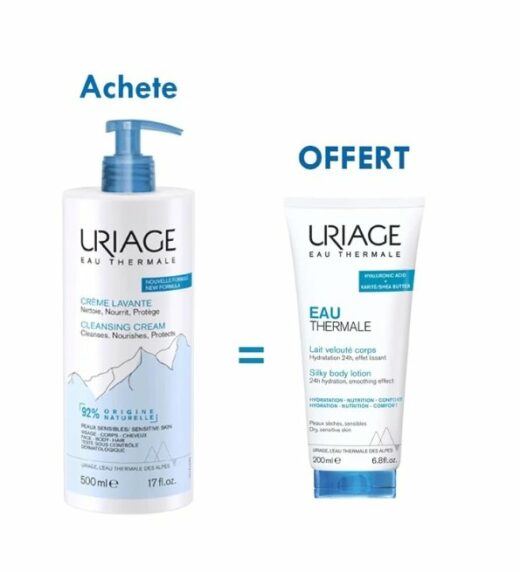 Uriage Eau thermale Creme lavante 500ml Lait Veloute 200ml OFFERT 1 | Urban Drug store