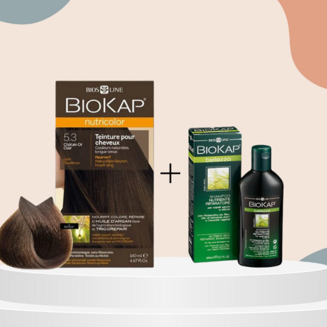 Biokap-nutricolor-5.3-140mlSampoing-nourissant-reparateur-100ml-pack Biokap nutricolor 5.3 140mlSampoing nourissant reparateur 100ml pack | Urban Drug store
