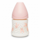 Suavinex Biberon Rabbit  Avec Tetine Debit Ronde Lent +0m Pink