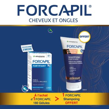 Forcapil Cheveux Et Ongles - 180 Gelules = 1 Shampooing OFFERT