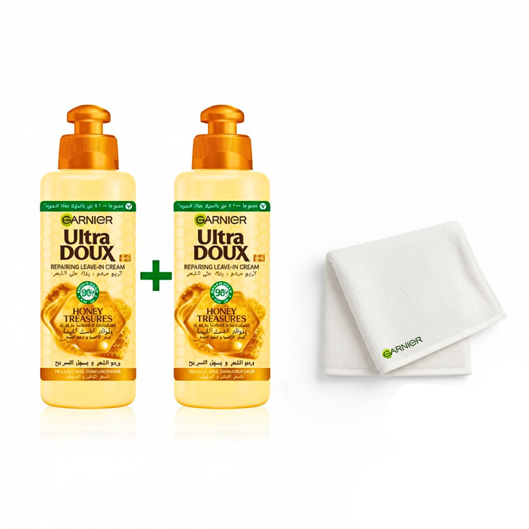 Garnier Ultra Doux Serum Hair Honey 2x115ml + Serviette Pack 1 Garnier Ultra Doux Serum Hair Honey 2x115ml + Serviette Pack