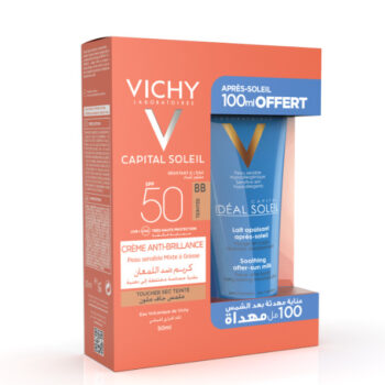 Vichy Capital soleil creme Anti Brillance Teinté + Apres Soleil 100ml Pack