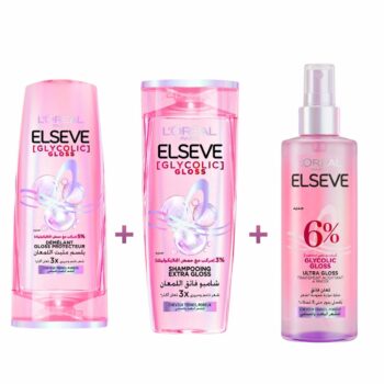 Elseve Glycolic Gloss Shampooing+Demelant Gloss Protecteur+Ultra Gloss Coffret