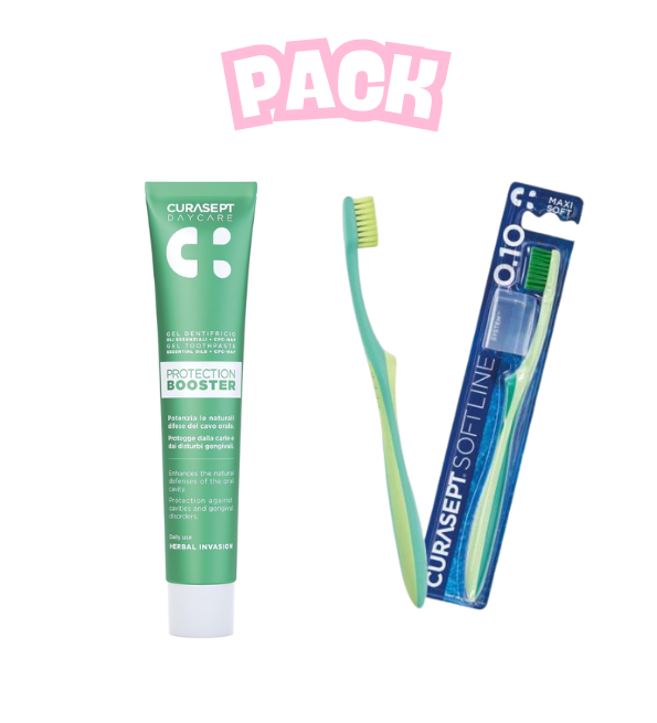 Curasept Dentifrice Booster Herbal Invasion 75ml+Brosse a Dents Maxi Soft Pack 1 Curasept Dentifrice Booster Herbal Invasion 75ml+Brosse a Dents Maxi Soft Pack