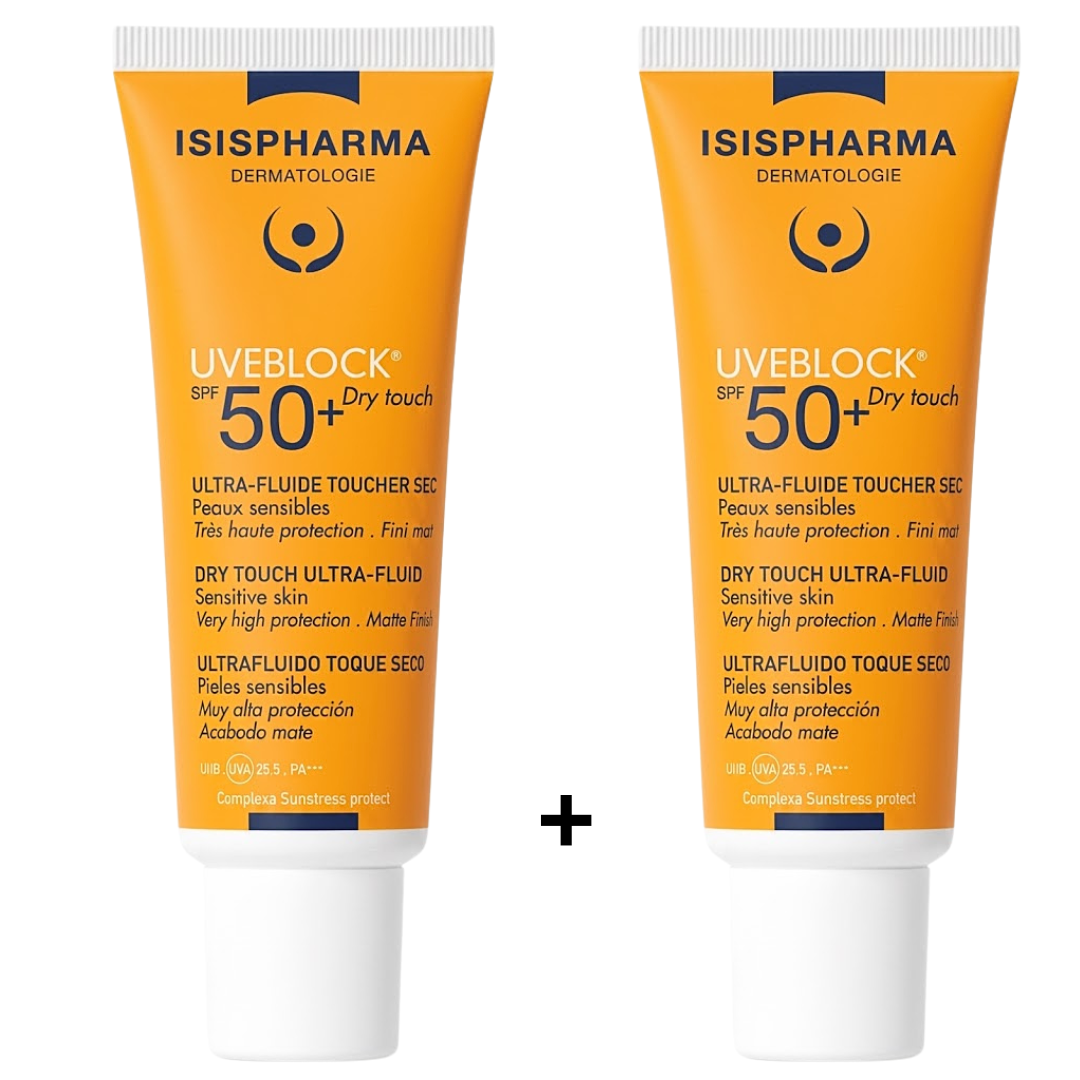 Isispharma Uveblock Dry touch Ultra-Fluide Spf50 2 x 40ml Pack 1 Isispharma Uveblock Dry touch Ultra-Fluide Spf50 2 x 40ml Pack