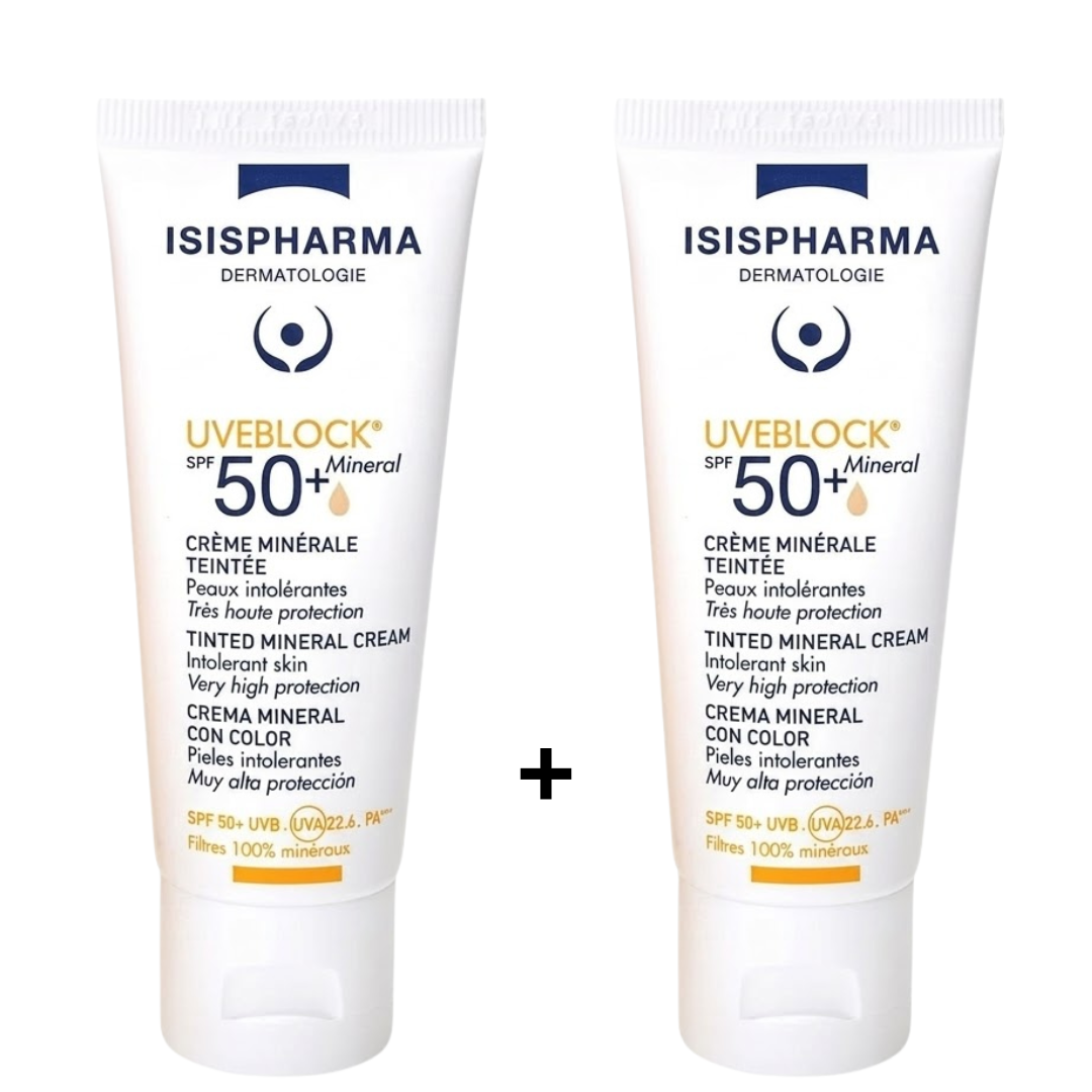Isis Uveblock Mineral teinte spf50+ 2*40ml pack 1 Isis Uveblock Mineral teinte spf50+ 2*40ml pack