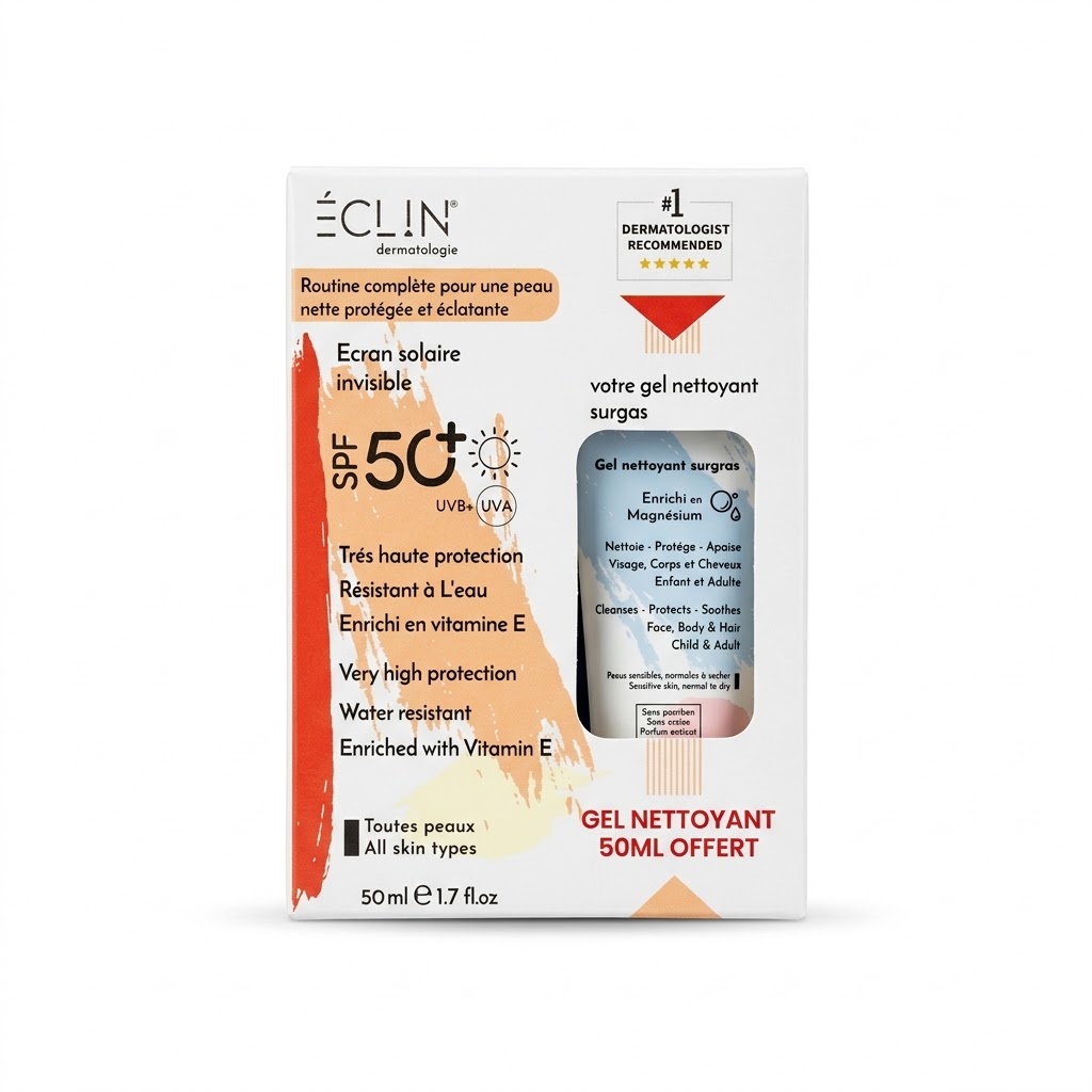 Eclin Ecran Solaire Invisible+Gel Nettoyant 50ml Pack