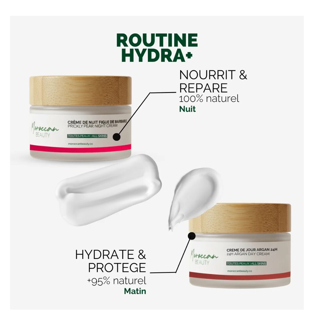 Moroccan Beauty Routine Hydra+ "Creme de jour 50ml+Creme de nuit 50ml" 1 Moroccan Beauty Routine Hydra+ "Creme de jour 50ml+Creme de nuit 50ml"