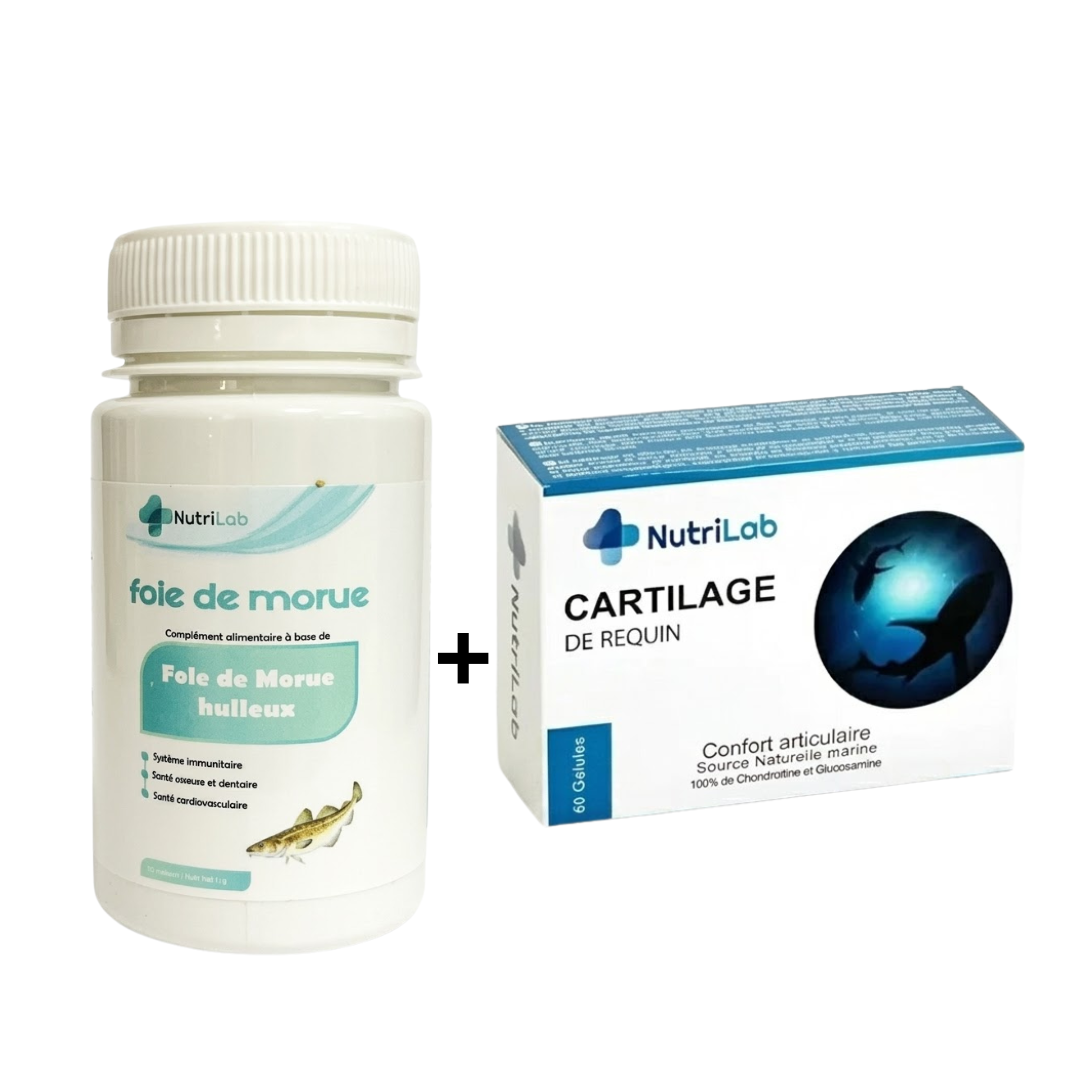 Nutrilab Foie De Morue 30 Capsules+Cartilage De Requin 60 Gelules 1 Nutrilab Foie De Morue 30 Capsules+Cartilage De Requin 60 Gelules