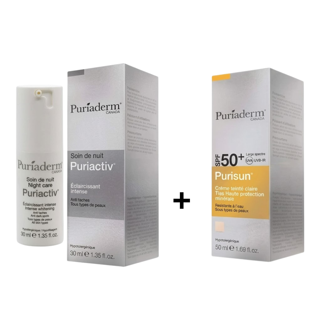 Puriaderm Puriactiv Soin Nuit + Ecran Teinte Claire Spf50+ Pack 1 Puriaderm Puriactiv Soin Nuit + Ecran Teinte Claire Spf50+ Pack