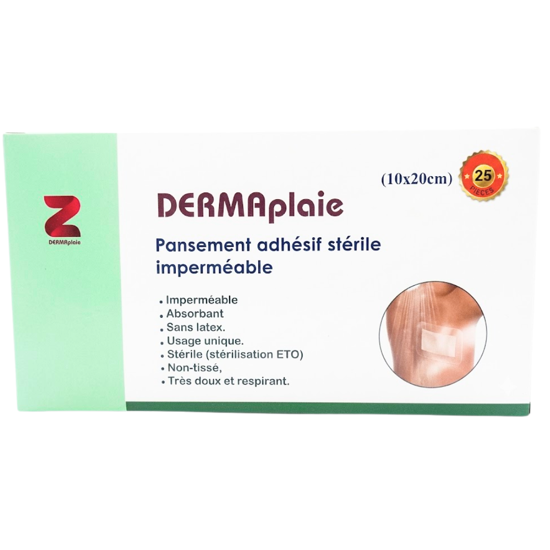 DERMAPLAIE PANSEMENT ADHESIF STERIL10X20cm 1 DERMAPLAIE PANSEMENT ADHESIF STERIL10X20cm