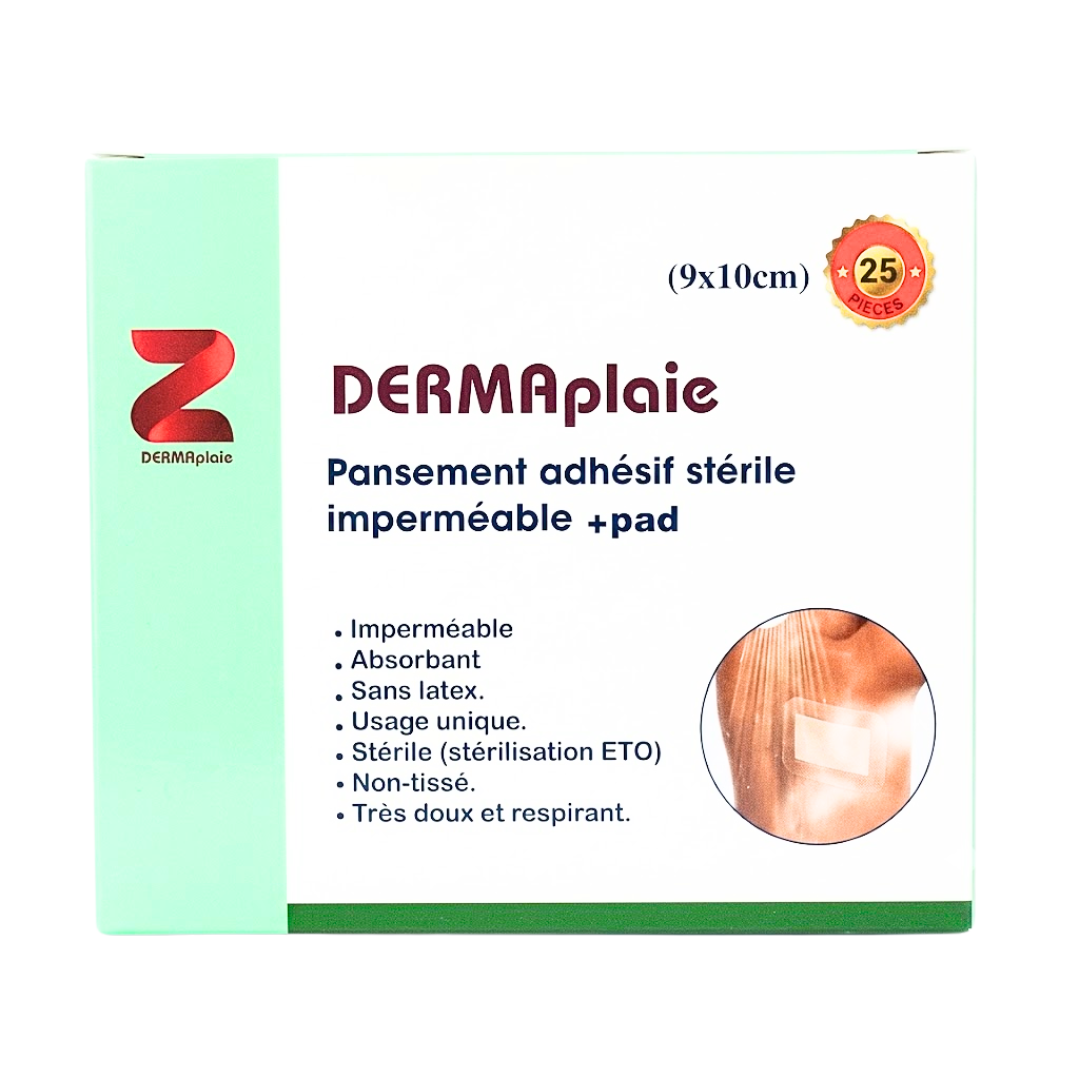 DERMAPLAIE PANSEMENT ADHESIF STERIL 9X10cm 1 DERMAPLAIE PANSEMENT ADHESIF STERIL 9X10cm