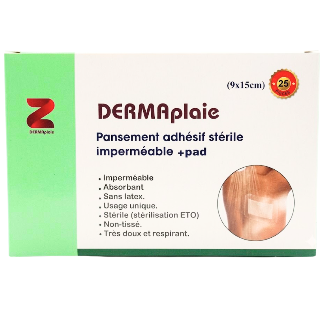 DERMAPLAIE PANSEMENT ADHESIF STERIL 9X15cm 1 DERMAPLAIE PANSEMENT ADHESIF STERIL 9X15cm