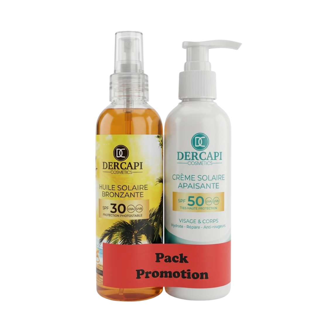 Dercapi Huile De Bronzante Spf30 200ml+Creme Solaire Apaisante Spf50+ 200ml Pack 1 Dercapi Huile De Bronzante Spf30 200ml+Creme Solaire Apaisante Spf50+ 200ml Pack