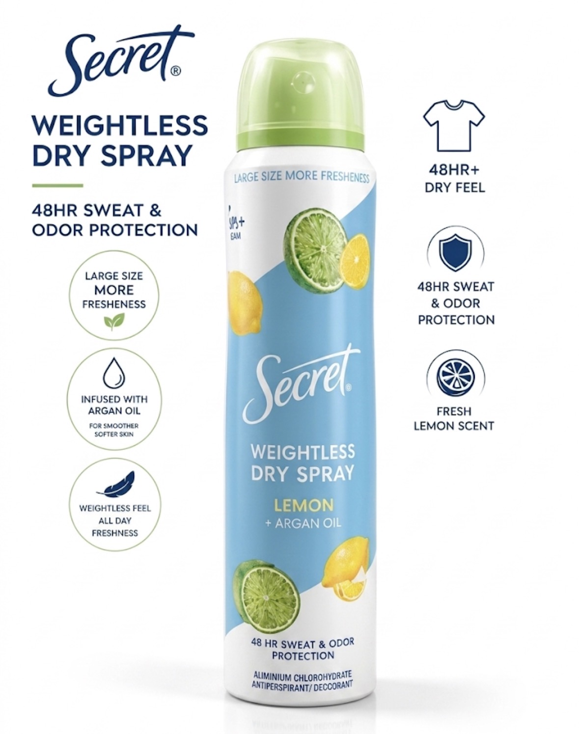 SECRET DEO SPRAY LEMON 48H 1 SECRET DEO SPRAY LEMON 48H