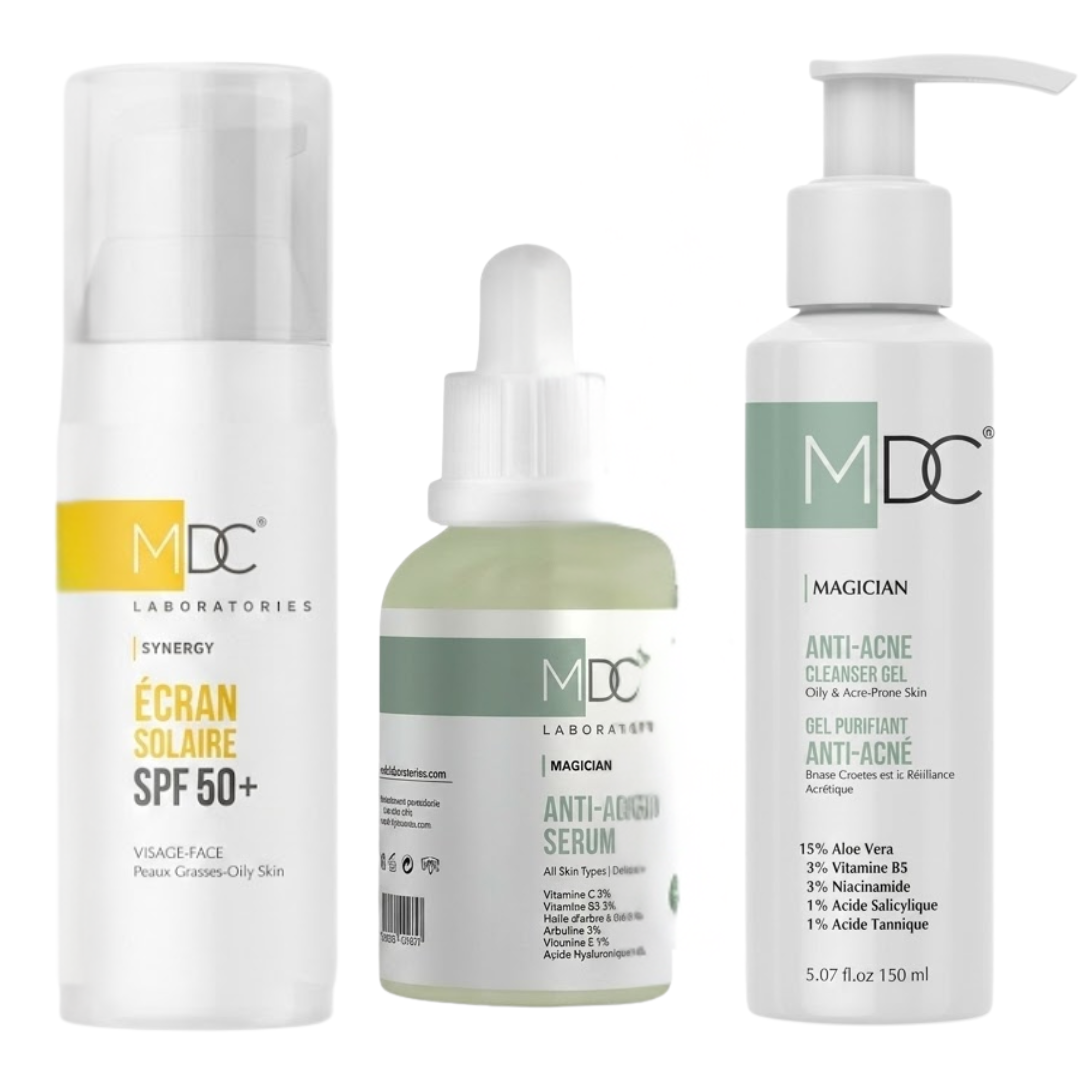 Mdc Anti Acne Gel Purifiant+Serum Anti Acne+Ecran Solaire Pack