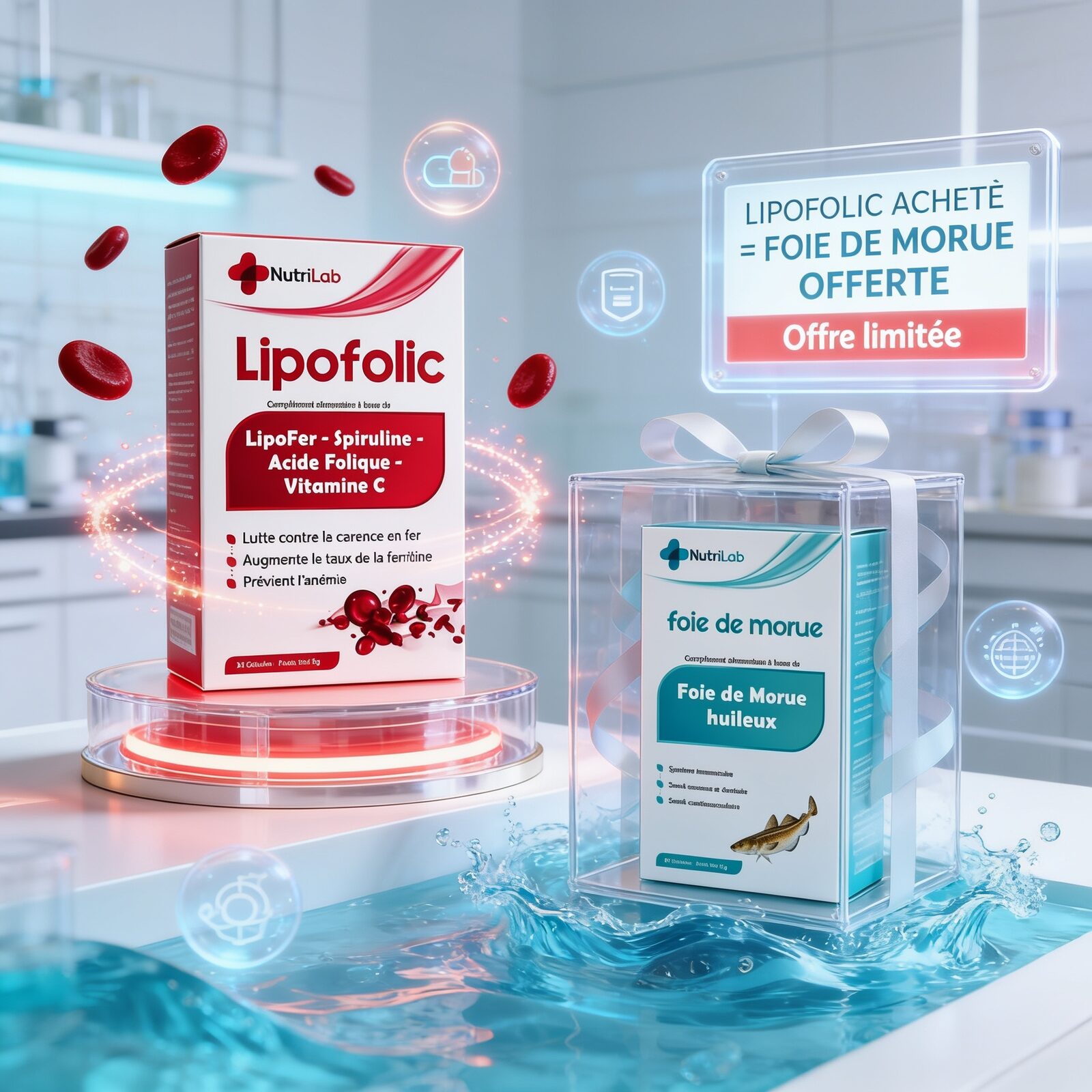 Nutrilab Lipofolic 30 Gelules = Foie De Morue 30 Gelules Offerte