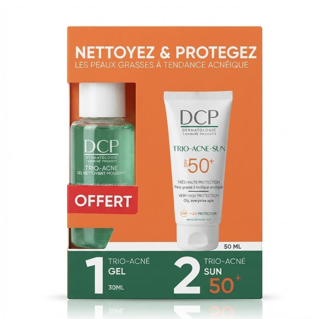 DCP Duo Peaux Grasses à Tendance Acnéique Écran Solaire Trio-Acné Sun SPF 50+ + Gel Nettoyant Moussant Trio-Acné 30 ml Offert 1 DCP Duo Peaux Grasses à Tendance Acnéique Écran Solaire Trio-Acné Sun SPF 50+ + Gel Nettoyant Moussant Trio-Acné 30 ml Offert