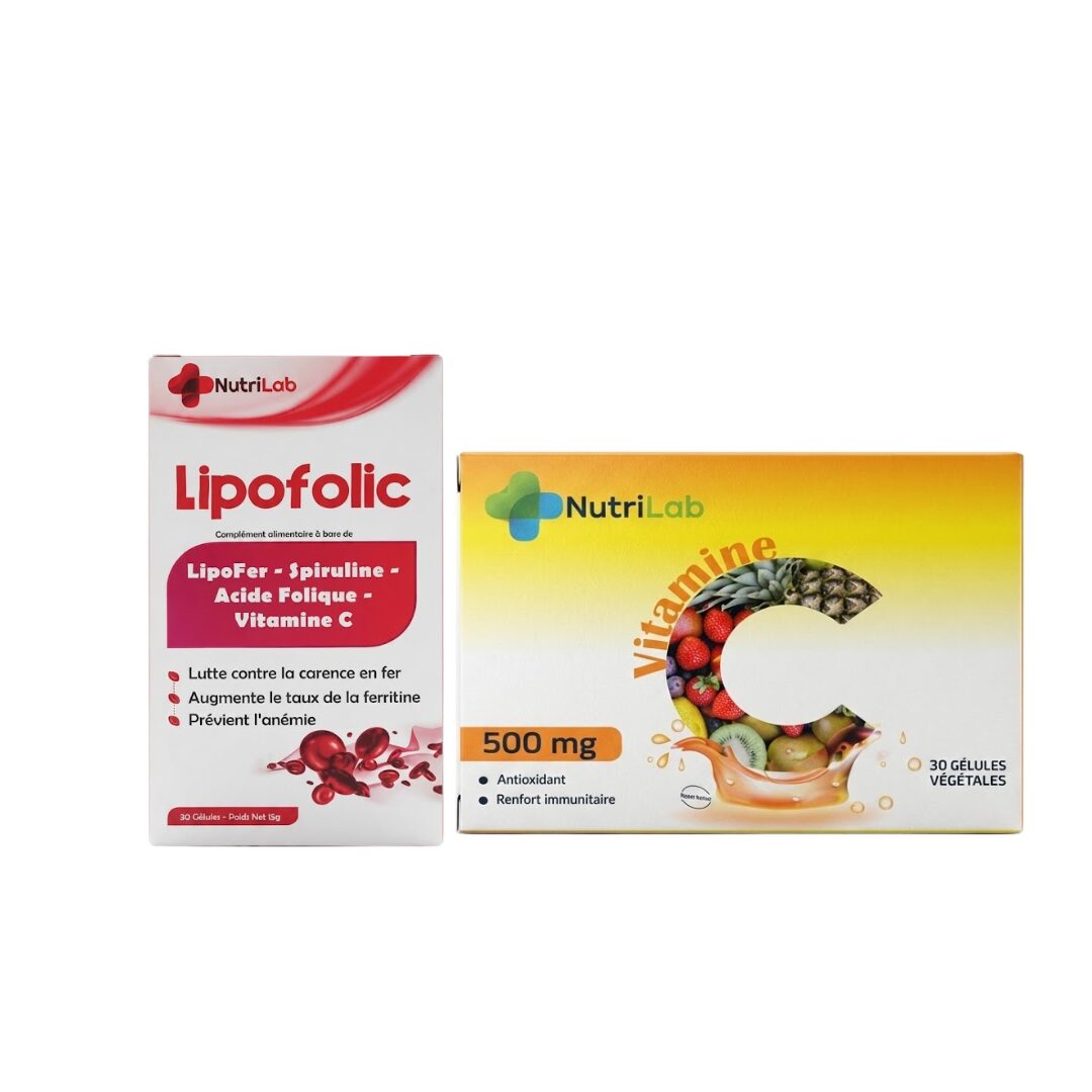 Nutrilab Lipofolic 30 Gelules + Vitamine C 30 Gelules Pack 1 Nutrilab Lipofolic 30 Gelules + Vitamine C 30 Gelules Pack