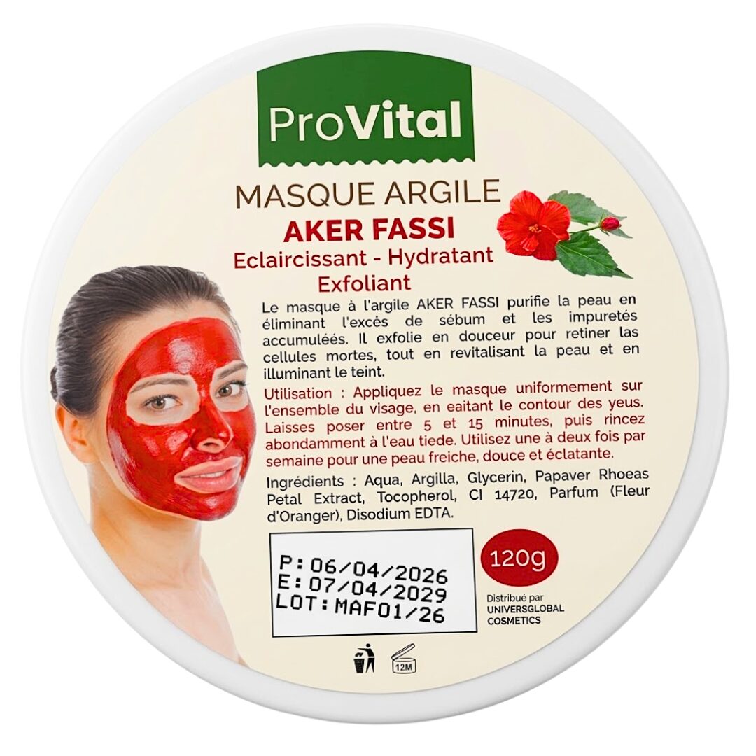 Pro Vital Masque Argile Aker Fassi 120g 1 Pro Vital Masque Argile Aker Fassi 120g