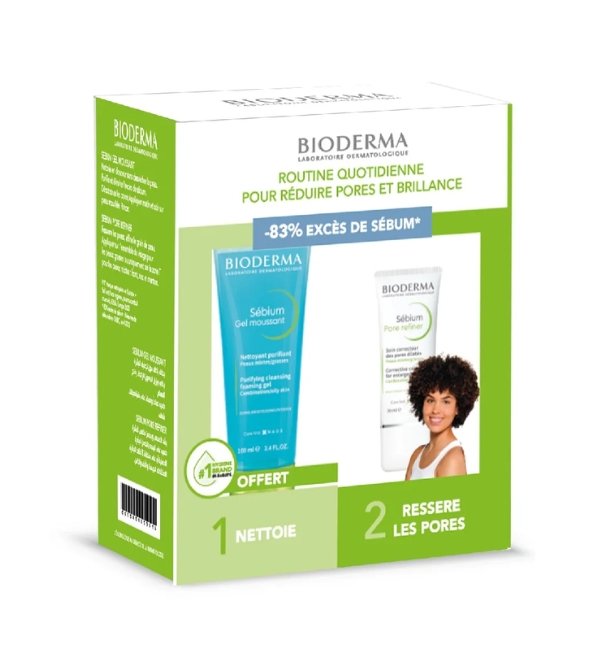 Bioderma Sebium Pore Refiner 30ml+ Gel Moussant 100ml Pack 1 Bioderma Sebium Pore Refiner 30ml+ Gel Moussant 100ml Pack