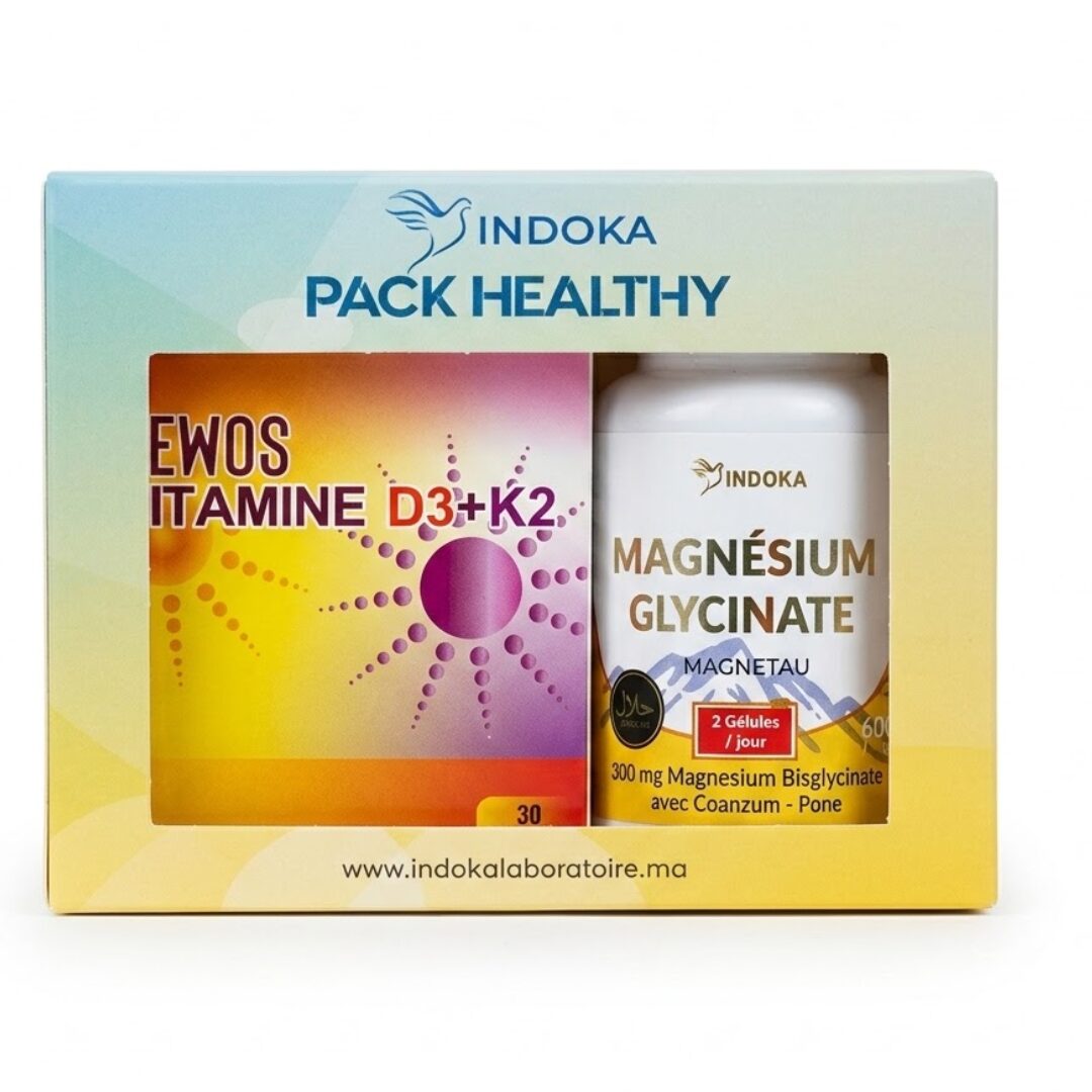 Indoka Vitamine D3+K2 30capsule +Magnesium Glycinate 40 gelules Pack 1 Indoka Vitamine D3+K2 30capsule +Magnesium Glycinate 40 gelules Pack